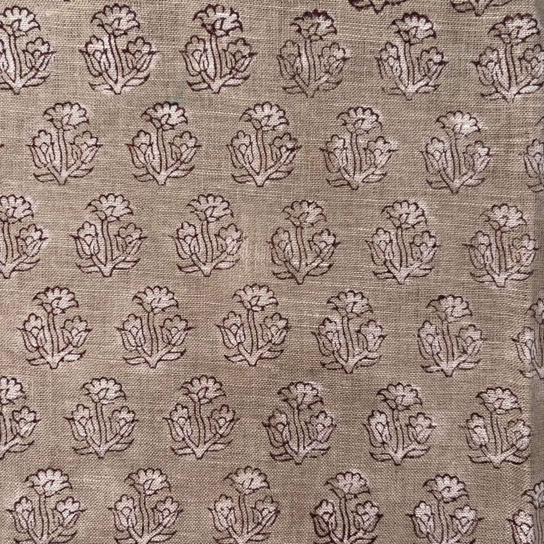Patterned fabric with floral design on a beige background