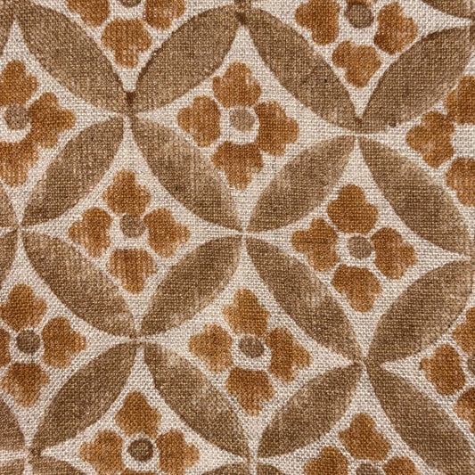 Brown geometric pattern on a textured beige background