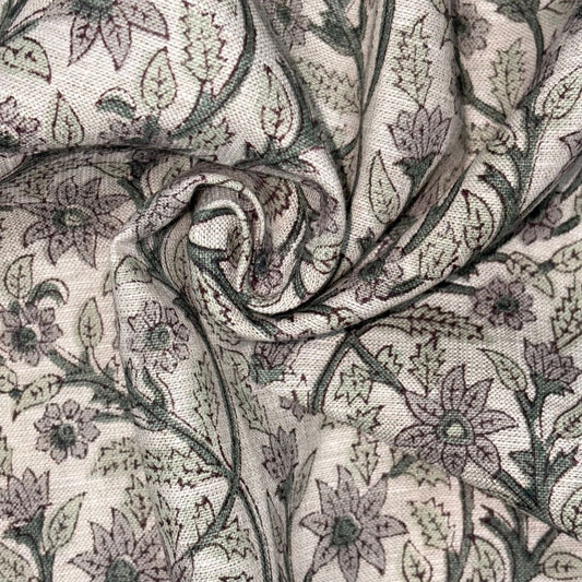 Amrah Block Printed Linen Fabric | Upholstery & Home Décor Fabric