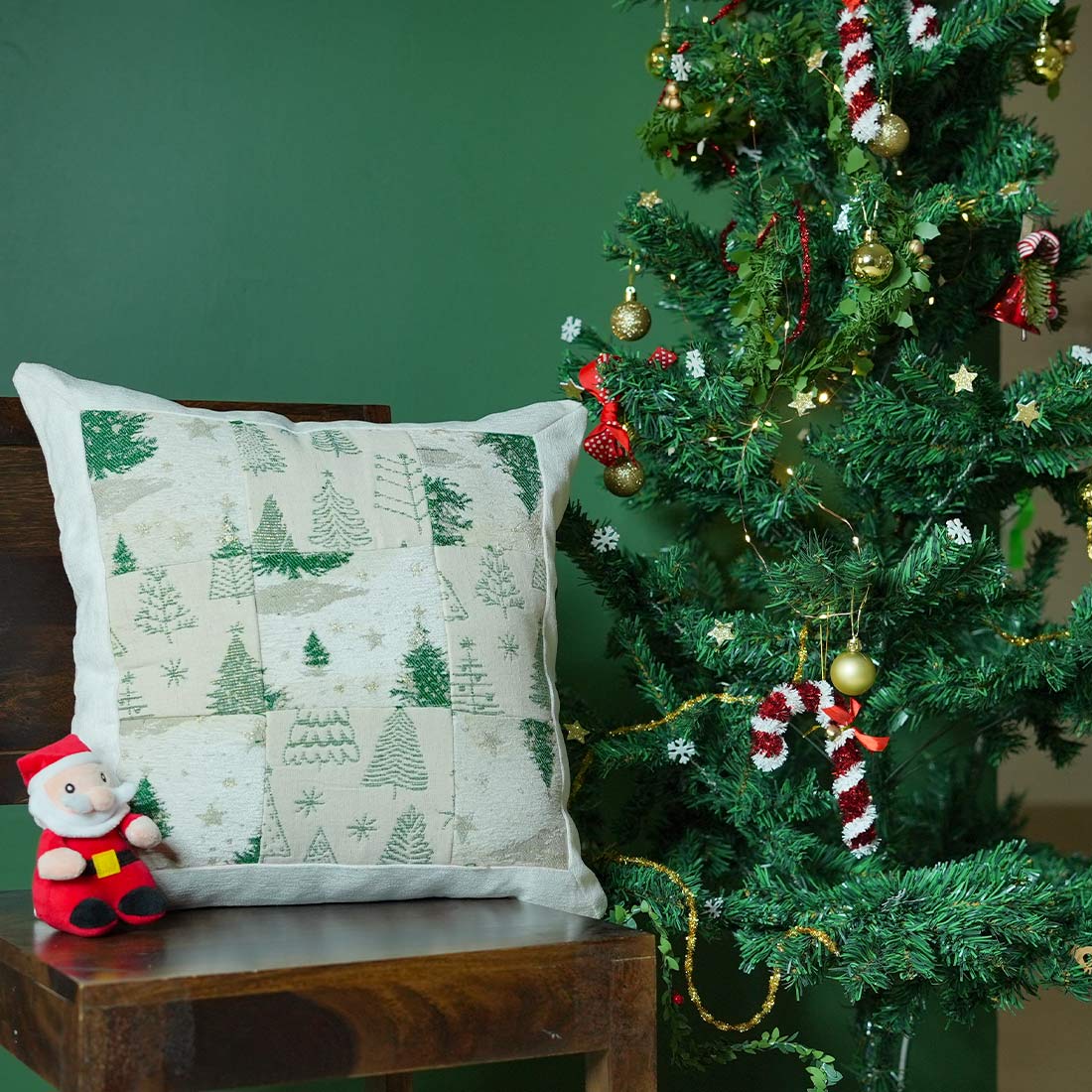 Snowlyn Patch Pillow Cover | Textured Holiday Pillow | Decorative Throw Cushion