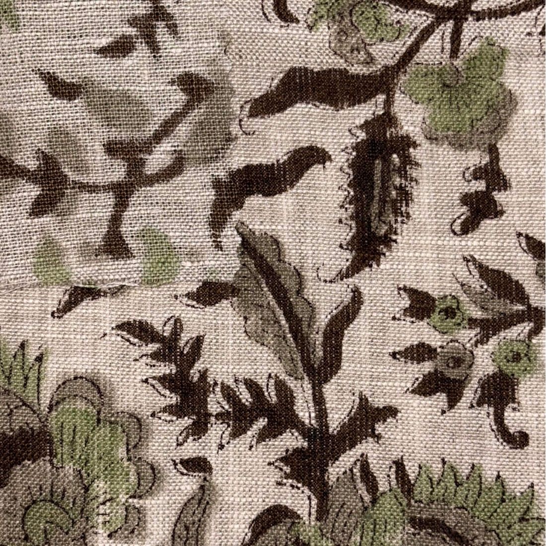 Basanti Block Print Linen Fabric