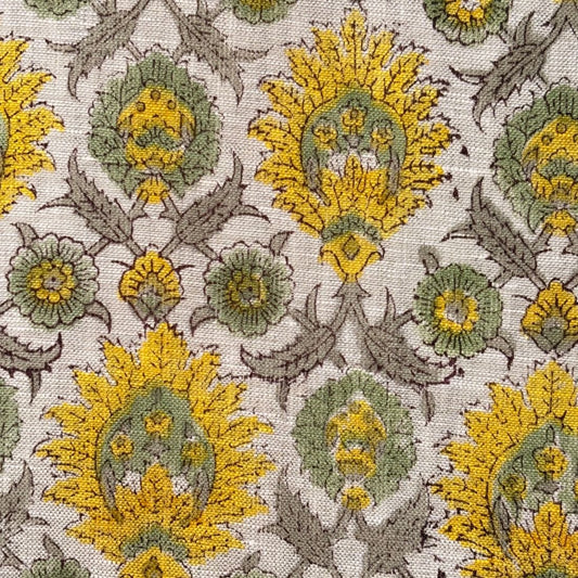 Mahra Block Printed Linen Fabric | Upholstery & Home Décor Fabric