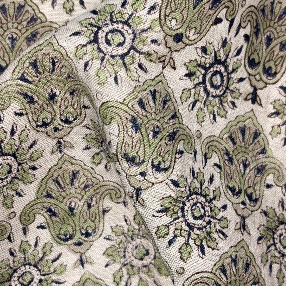 Bhini Block Printed Linen Fabric | Upholstery & Home Décor Fabric