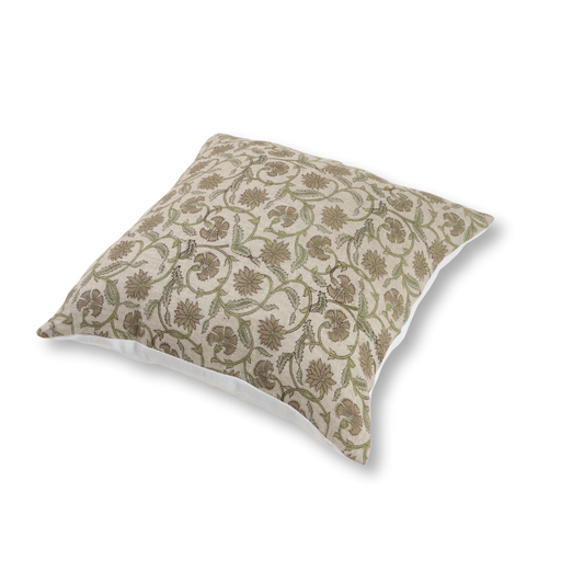 Decorative pillow with floral pattern on a white background
