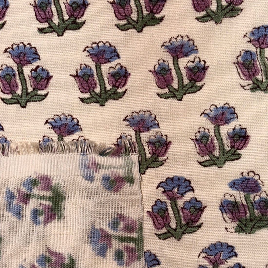 Fabric with floral pattern on a beige background