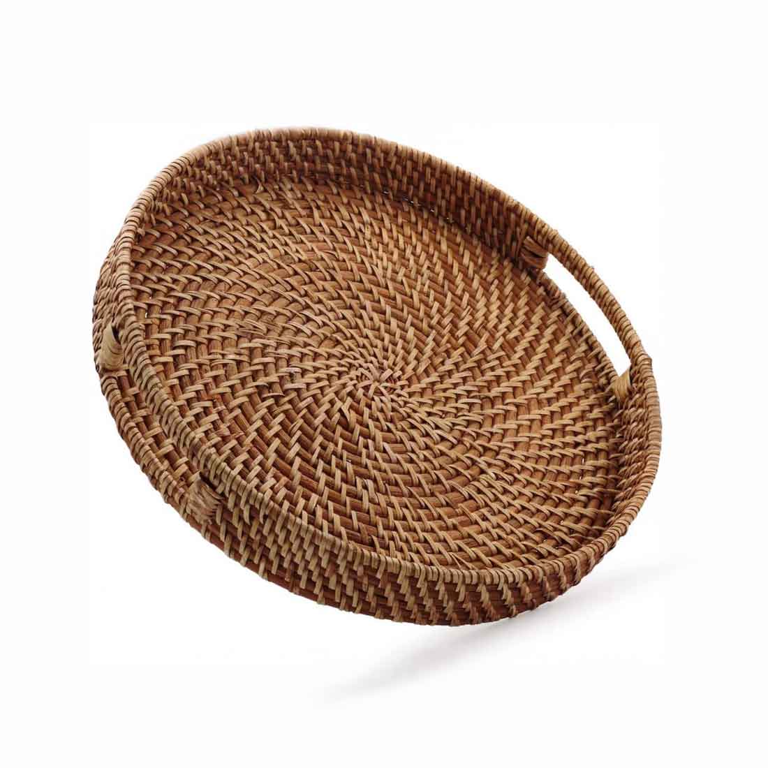 Cane Tray with Cut Handles - Rustic Elegance for Everyday Use