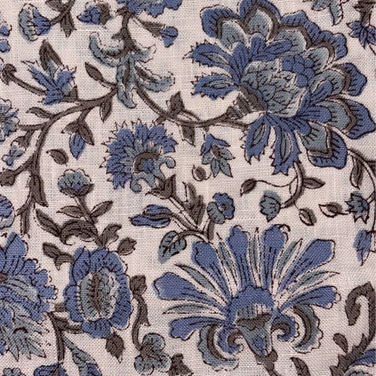 Varnika Linen 58" Block-Printed Jaal Upholstery Fabric