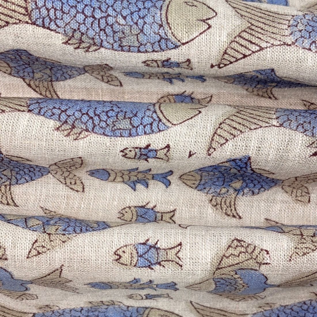 Zayra Block Printed Linen Fabric | Upholstery & Home Décor Fabric
