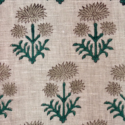 Ruhma Block Printed Linen Fabric | Upholstery & Home Décor Fabric