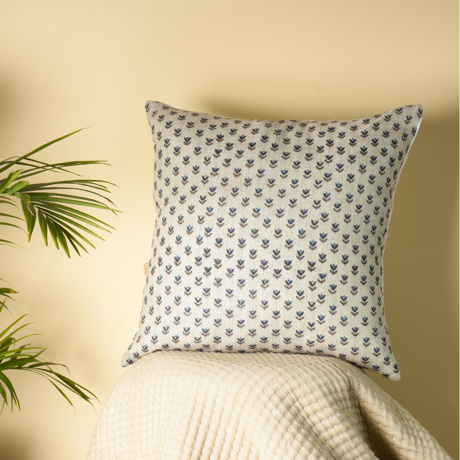 Taru Linen Block Printed Pillow Cover