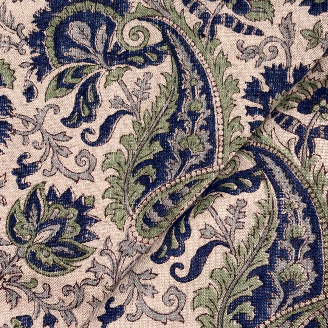 Jharokha Block Print Linen Fabric