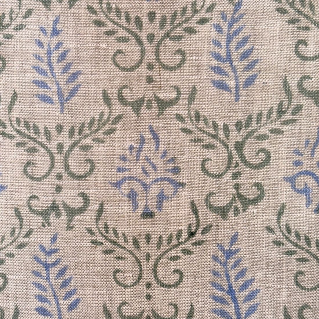 Zaari Block Printed Linen Fabric | Upholstery & Home Décor Fabric