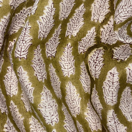 Gajju Block Printed Linen Fabric | Upholstery & Home Décor Fabric