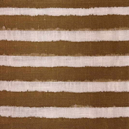 Megha Linen 58" Block-Printed Stripe Upholstery Fabric