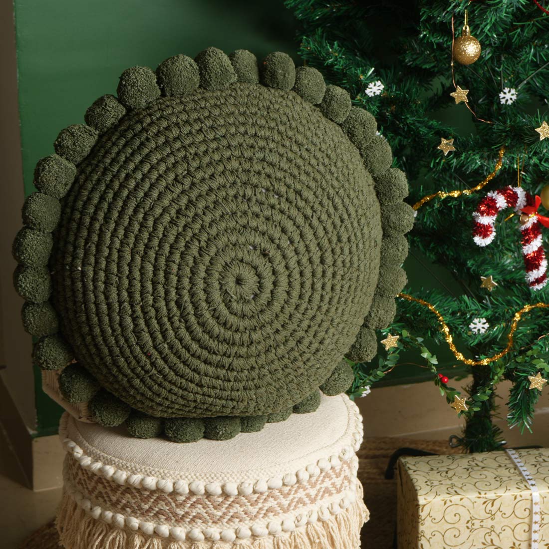 Holly Crochet Pillow Cover | Woven Home Décor | Holiday Gifting