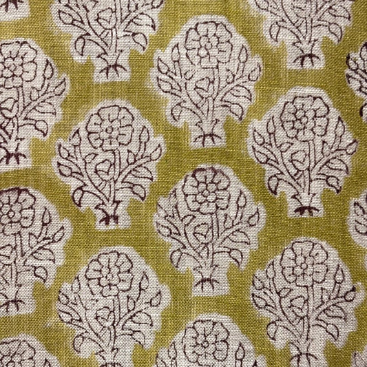 Raavi Block Printed Linen Fabric
