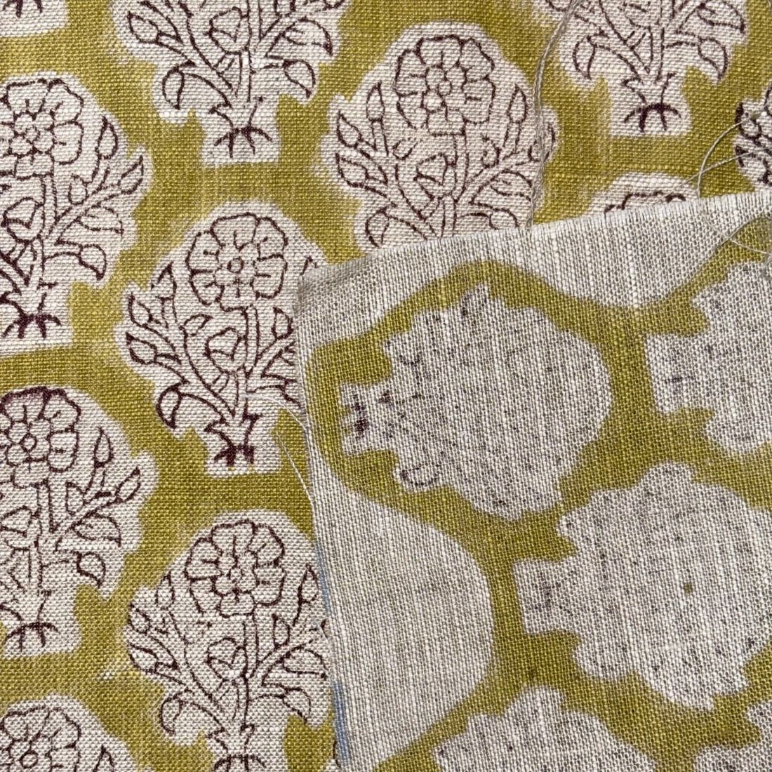 Raavi Block Printed Linen Fabric