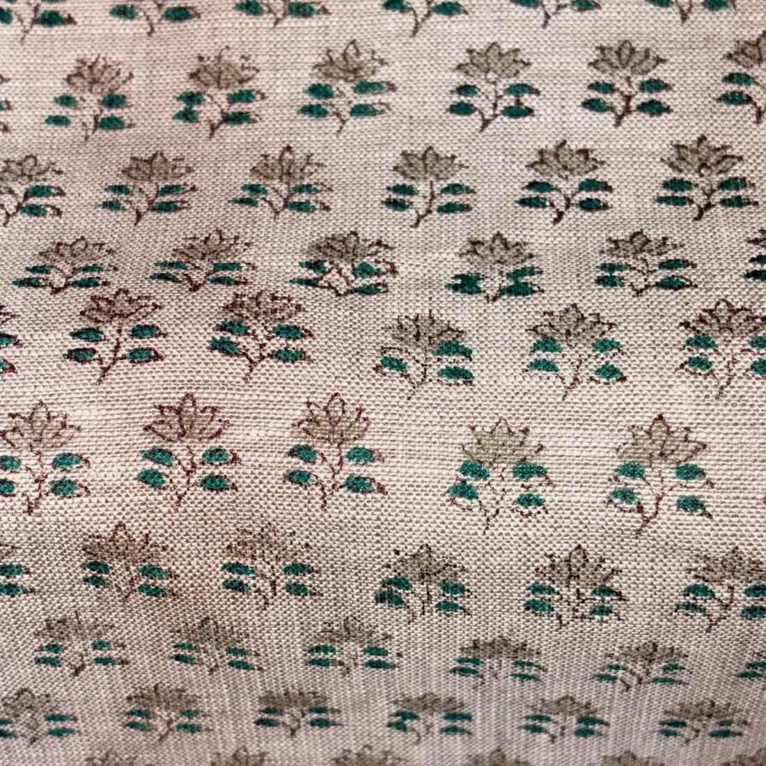 Rehaa Block Printed Linen Fabric | Upholstery & Home Décor Fabric