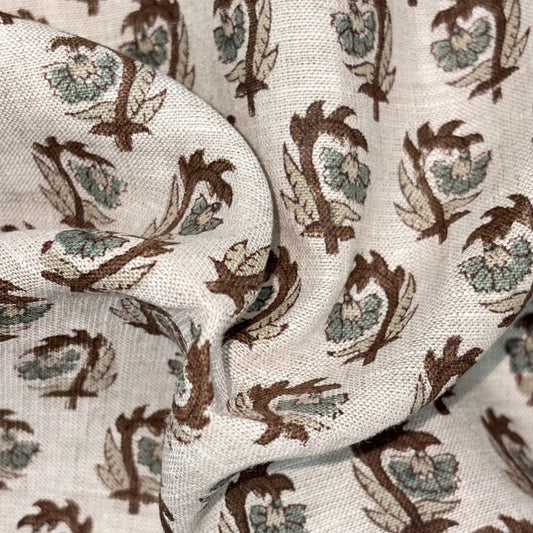 Arifa Block Printed Linen Fabric | Upholstery & Home Décor Fabric