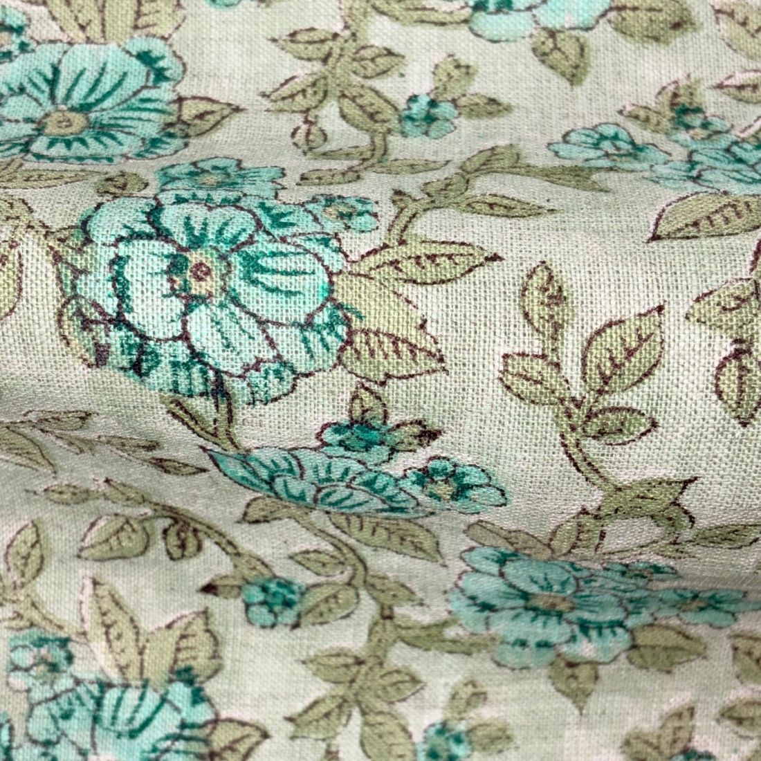 Ruhvi Block Printed Linen Fabric | Upholstery & Home Décor Fabric