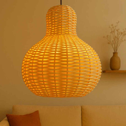 Cane Pear Lampshade with Iron Frame