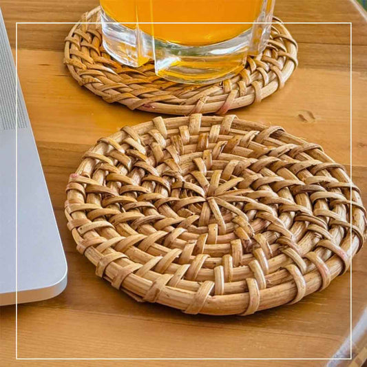 Aara Cane Coaster Set - Round (Set of 4)