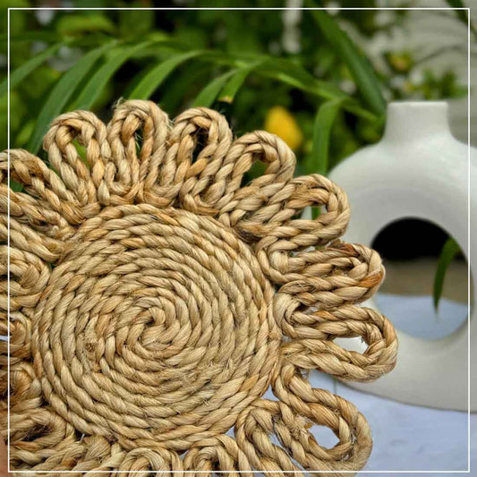 EarthTone Jute Coasters - 6" Handwoven Natural Beauty