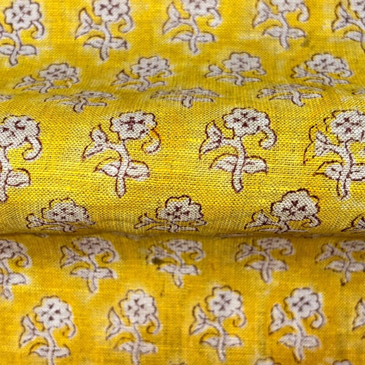 Maavi Block Printed Linen Fabric | Upholstery & Home Décor Fabric