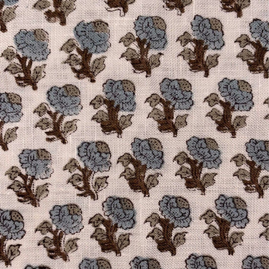 Reva Linen 58" Block-Printed Buti Upholstery Fabric