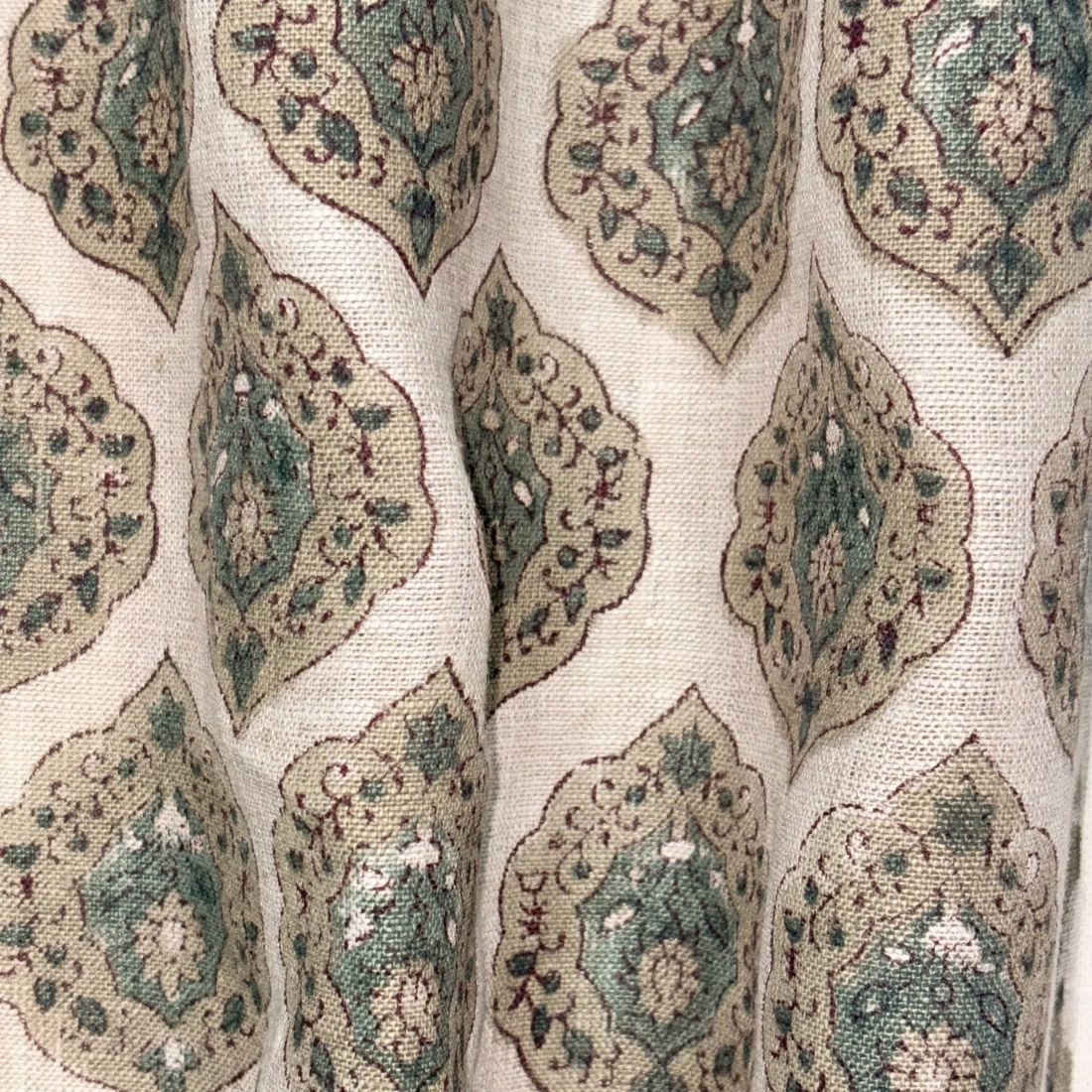 Meera Hand Block Printed Linen Fabric | Upholstery & Home Décor Fabric