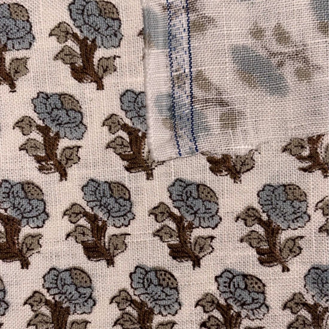 Reva Linen 58" Block-Printed Buti Upholstery Fabric