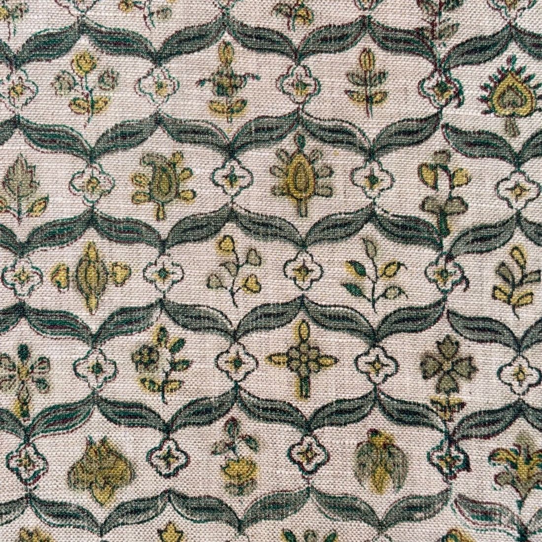 Chaya Block Printed Linen Fabric | Upholstery & Home Décor Fabric