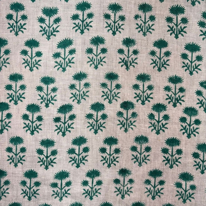 Baali Linen 58" Block-Printed Buta Upholstery Fabric