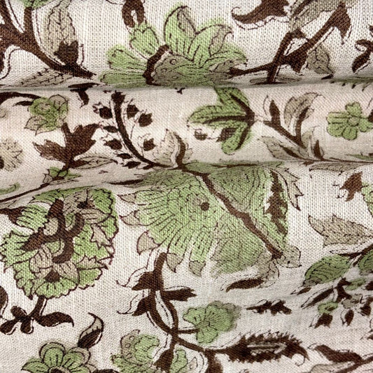 Gaadi Block Printed Linen Fabric | Upholstery & Home Décor Fabric