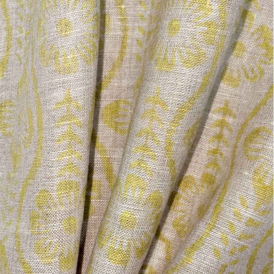 Rekhā Block Printed Linen Fabric | Upholstery & Home Décor Fabric