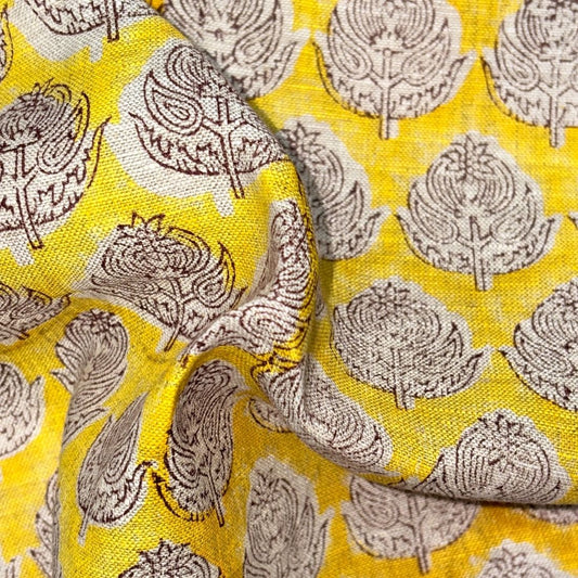Kesar Block Printed Linen Fabric
