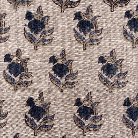 Ganga Block Print Linen Fabric