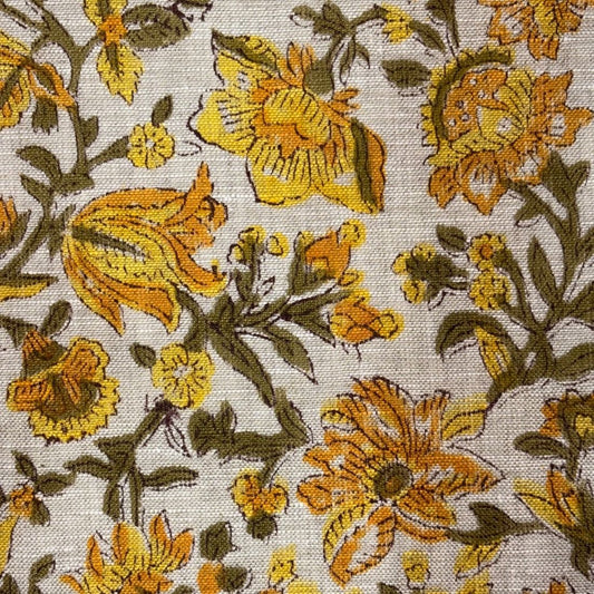 Selah Block Printed Linen Fabric | Upholstery & Home Décor Fabric
