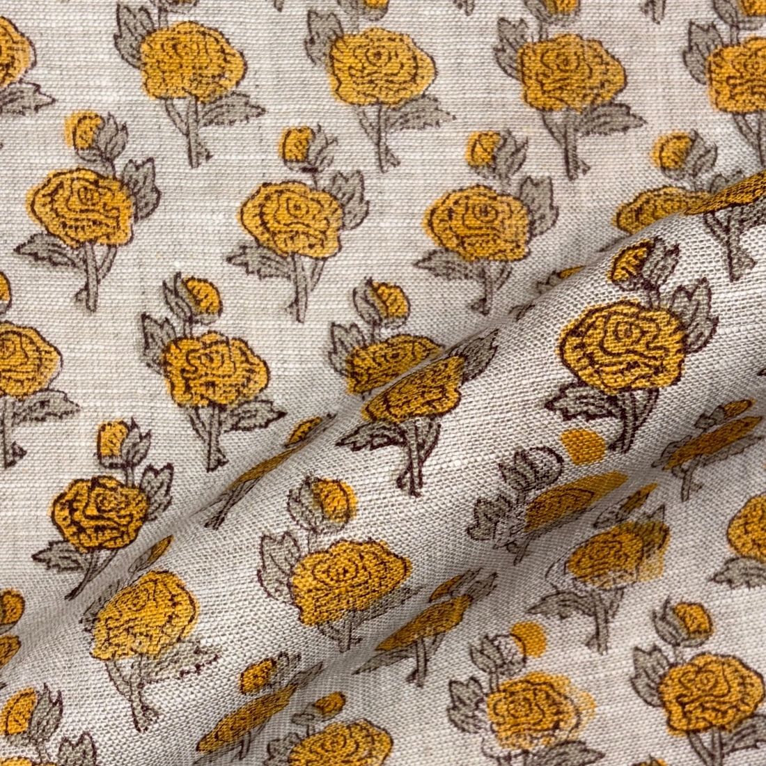 Suman Block Printed Linen Fabric