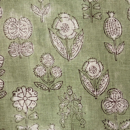 Zaima Block Printed Linen Fabric | Upholstery & Home Décor Fabric