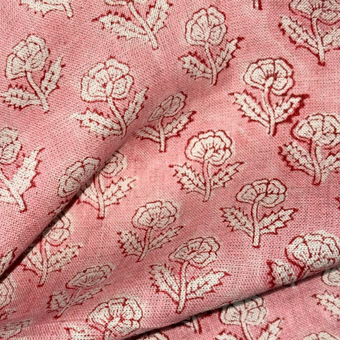 Nalli Block Printed Linen Fabric