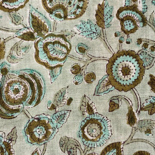 Tillu Block Printed Linen Fabric
