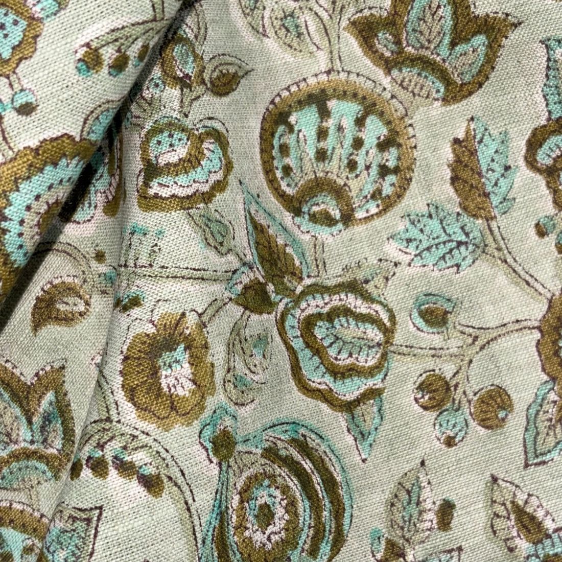 Tillu Block Printed Linen Fabric