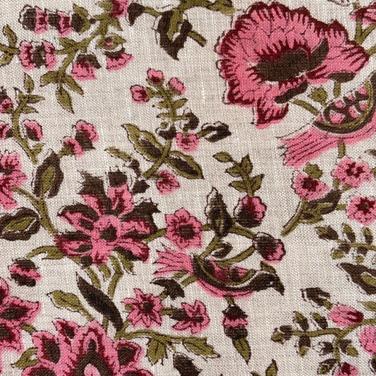 Haiza Block Printed Linen Fabric | Upholstery & Home Décor Fabric