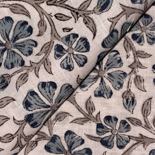 Nyra Linen 58" Block-Printed Jaal Upholstery Fabric