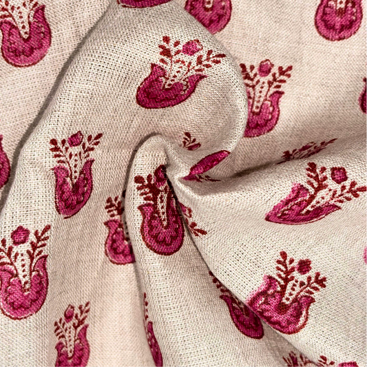 Kuddi Block Printed Linen Fabric