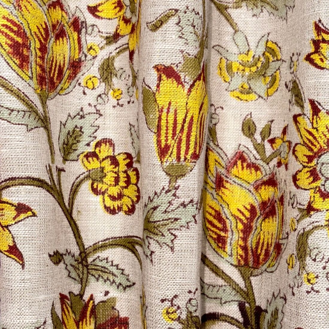 Khaat Block Printed Linen Fabric | Upholstery & Home Décor Fabric