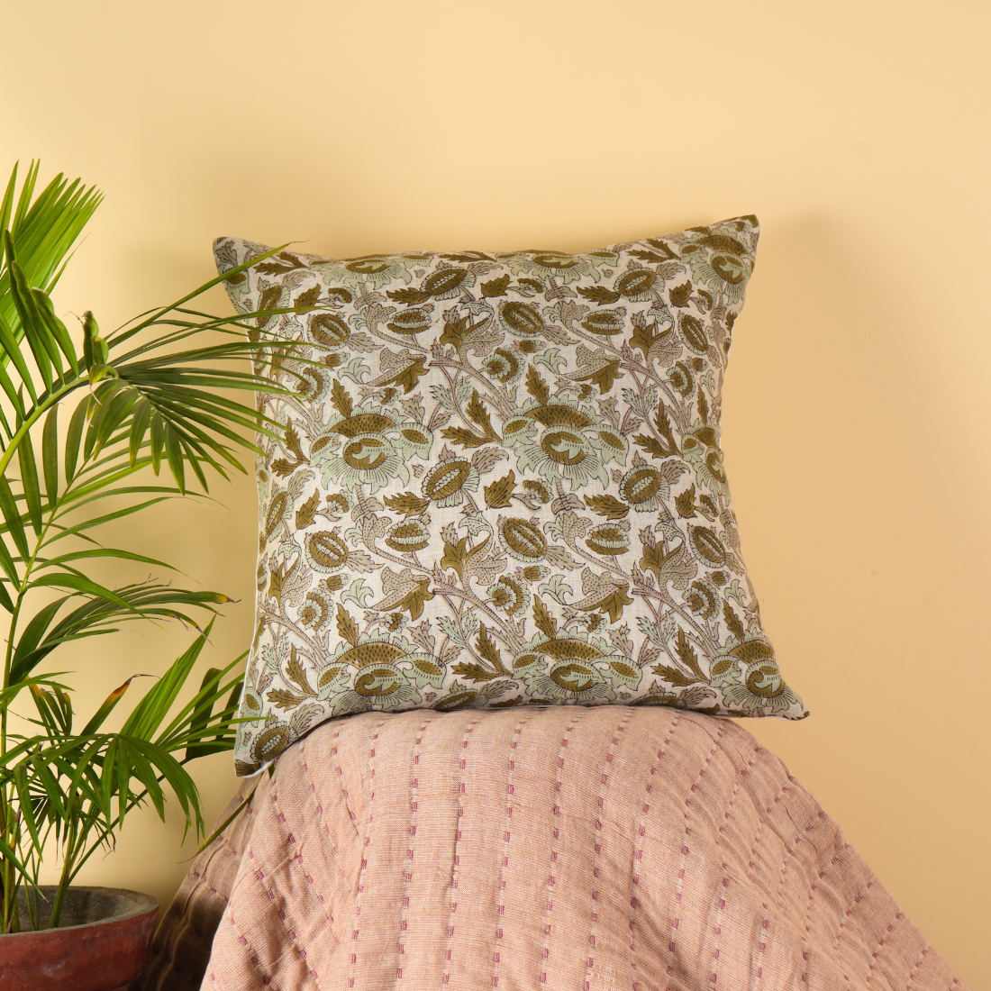 Flur Linen Block Printed Pillow Cover