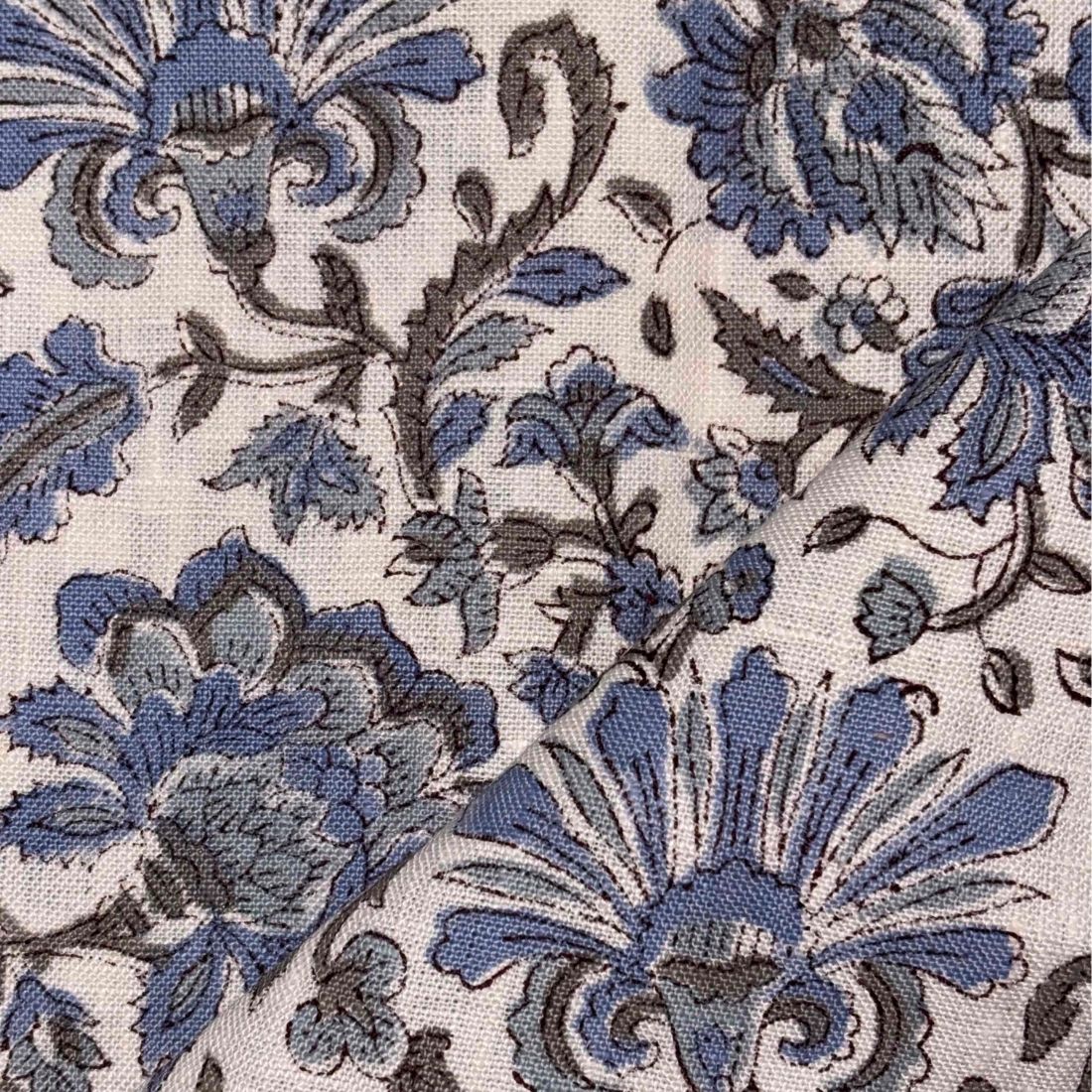 Varnika Linen 58" Block-Printed Jaal Upholstery Fabric