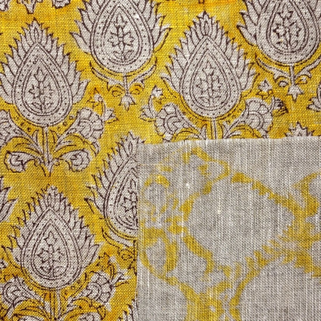 Sufia Block Printed Linen Fabric | Upholstery & Home Décor Fabric